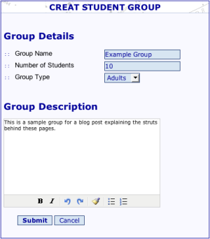 Figure 1 - Create Group Form Step 1