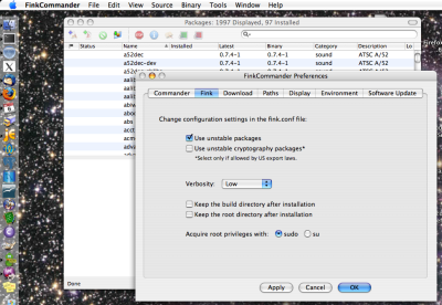 Small Version of Configure Fink image