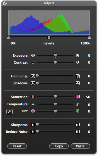 iPhoto 7 - The Adjust Dialog