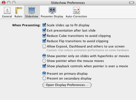Keynote â€˜08 - Slideshow Preferences