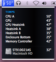 iStat Temperature Menu Expanded