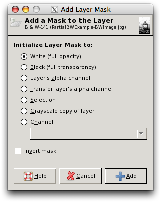 Partial B & W Example - Add Layer Mask