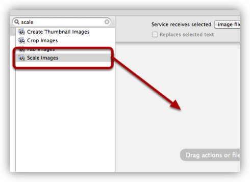 Find the Scale Image Action and drag it into the Workflow