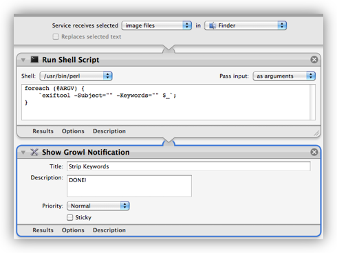 Example Workflow to use EXIFTool to remove Keywords from an image