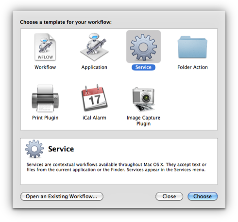 Open Automator and create a new Service