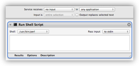 Set the Shell to Perl and delete the sample code