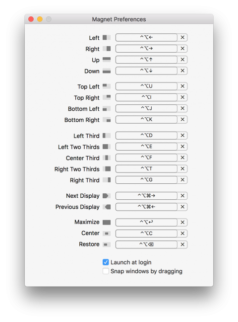 Magnet Preferences Window