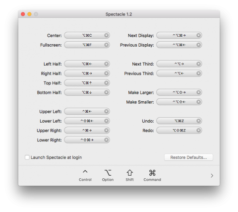 Screenshot of Spectacle Preferences