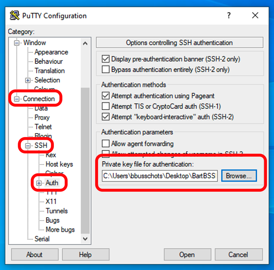 Screenshot showing PuTTY session creation step 3