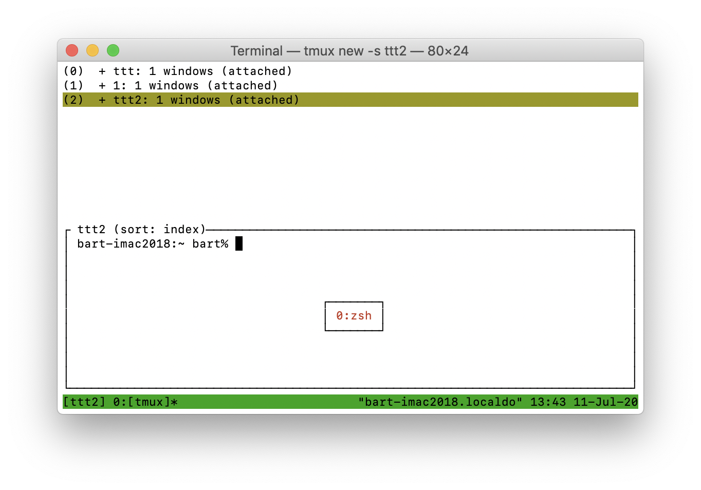 tmux session selector